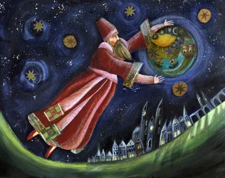 Michel de Nostradamus, astrólogo. Ilustración de Patrizia La Porta.