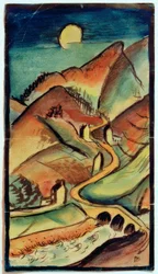 Paisaje montañoso nocturno