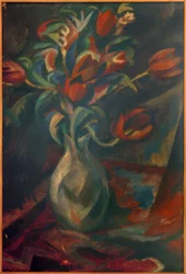 Tulipanes en jarrón
