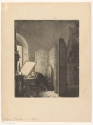 Rembrandt grabando en su estudio
Rembrandt en su estudio