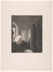 Rembrandt grabando en su estudio
Rembrandt en su estudio