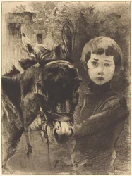 Robert Besnard y su burro Robert Besnard et son âne, 1888