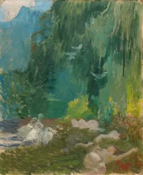 La siesta, c.1890-1920 (óleo sobre tabla)
