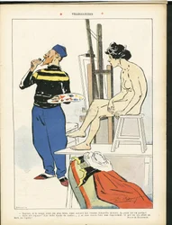 Ilustración de Paul Balluriau (1860-1917) en Le Rire, 03/08/07 - Villegiaturas - Arte - Pintores artistas, Modelo (que posa)