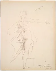 Estudio de Apolo para Marsyas recto, Cara de perfil verso, finales de los años 1860