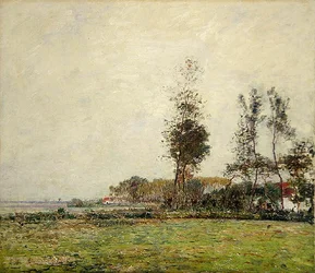 Holanda, paisaje con árboles y casas