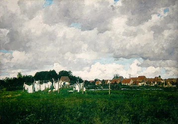 Mecklenburg, paisaje con el pequeño pueblo de Schwann en el Warnow