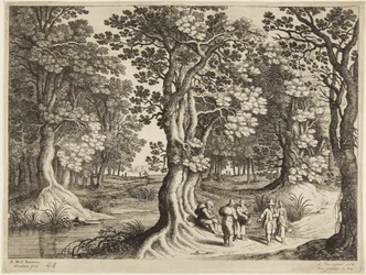 Bosque con cinco personas
