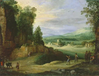 Paisaje con hombres jugando a «Mail à la Chicane»