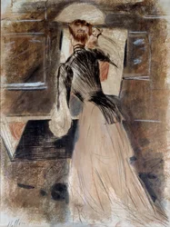 Retrato de cuerpo entero de Madeleine Carlier. Paul Helleu (1859-1927), siglo XX. Bayona, Museo Bonnat