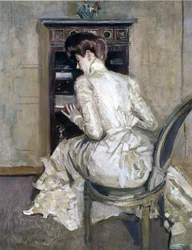 La esposa del artista en su secrétaire, hacia 1900