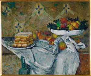 Compotier y plato de galletas (pintura sobre lienzo)