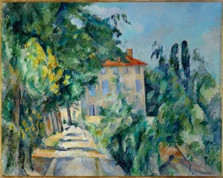Casa con tejado rojo (óleo sobre lienzo)