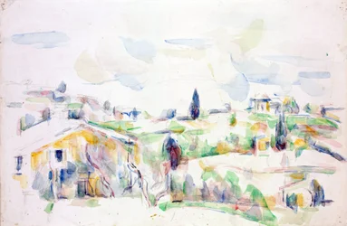 Paisaje en Provenza - Cezanne, Paul (1839-1906) - 1895-1900 - Acuarela sobre papel - 31,3x47,8 cm- Szepmuveszeti Muzeum, Budapest