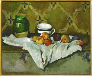 Nature Morte avec pot, tasse et pommes, Naturaleza muerta con olla, taza y manzanas (pintura)