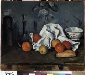 Naturaleza muerta con frutas. Pintura de Paul Cézanne (1839-1906)