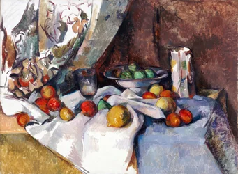 Naturaleza muerta con manzanas. Pintura de Paul Cezanne (1839-1906), óleo sobre lienzo