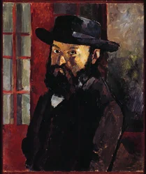 Retrato de Cezanne con sombrero de fieltro (óleo sobre lienzo)