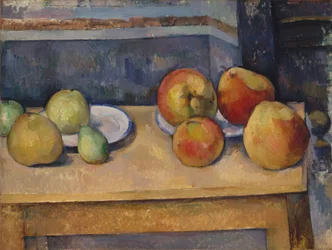 Bodegón con manzanas y peras