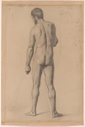 Desnudo académico, visto de espaldas
