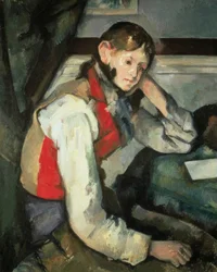 P.Cézanne, Joven con chaleco rojo