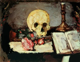 Paul Cézanne, calavera y candelabro