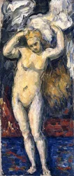 Bañista de pie, secándose el cabello, c.1869