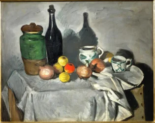 Naturaleza muerta (frutas y vajilla)