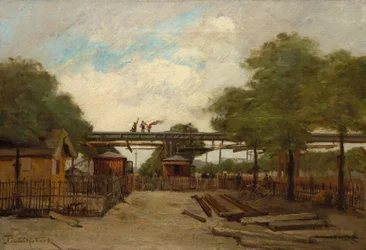 Construcción de un ferrocarril elevado: puente sobre el Cours de Vincennes