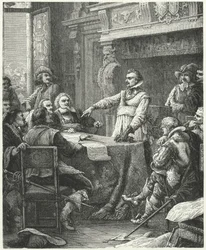 Jean Guiton entre los defensores de La Rochelle