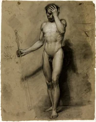 Desnudo masculino de pie (recto); Cabeza clásica (verso)