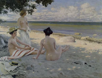 En la playa (óleo sobre lienzo)