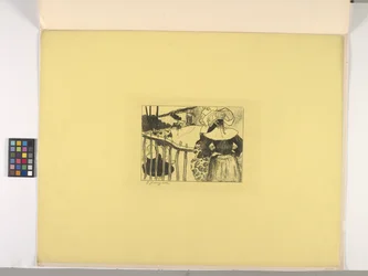 Mujeres bretonas junto a una valla