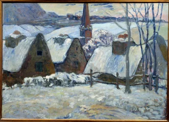 Pueblo bretón bajo la nieve en 1894