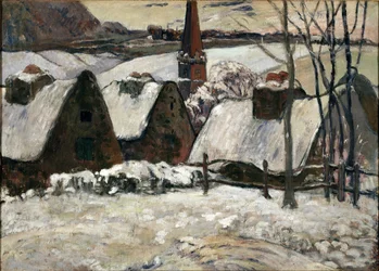 Pueblo bretón bajo la nieve