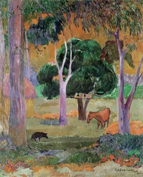 Paisaje dominicano o, paisaje con cerdo y caballo, 1903