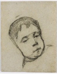 Emil Gauguin de niño, cabeza sobre una almohada, c. 1875-76