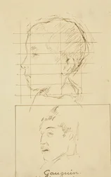 Cabezas de un niño y un hombre (¿Autorretrato?) (verso)
