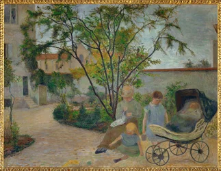 Jardin a Vaugirard, ou La Famille du peintre dans le de jardin la rue Carcel (óleo sobre lienzo)