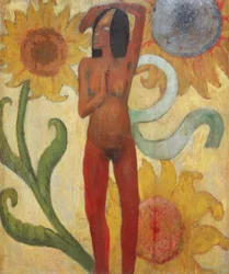 Figura femenina desnuda con girasoles (o Mujer caribeña)