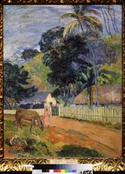 ""Paisaje, un caballo en el camino"" (Paisaje. Un caballo en el camino) Pintura de Paul Gauguin (1848-1903) 1899 Posimpresionismo Dim. 94x73 cm Museo Pushkin de Moscú