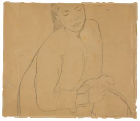 Mujer tahitiana sentada (relacionada con la pintura Te faaturuma [Reverie])