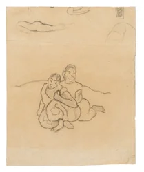 Mujeres tahitianas sentadas (relacionado con la pintura Nafea faa ipoipo [¿Cuándo te casarás?]) y otros bocetos
