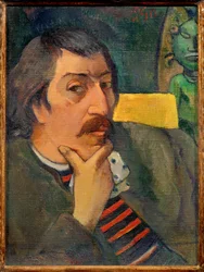 Autorretrato con ídolo tahitiano (pintura sobre lienzo)