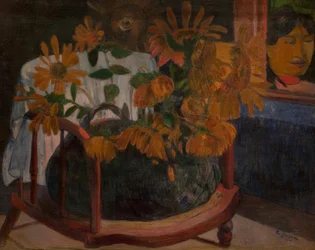 Girasoles en una silla