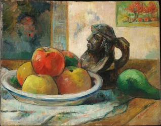 Naturaleza muerta con manzanas, pera y jarra
