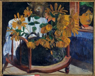 Girasoles en un sillón