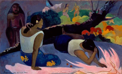 Tahitiano:  Arearea no varua ino Mujeres tahitianas recostadas o La diversión del espíritu maligno