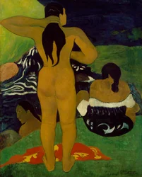Mujeres tahitianas bañándose