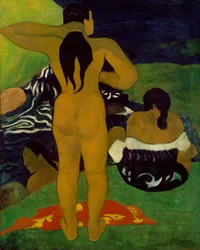 Mujeres tahitianas bañándose